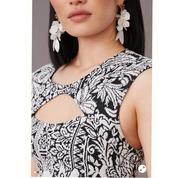 Anthropologie Jacquard Cut-Out Midi Dress Size L - Picture 4 of 6